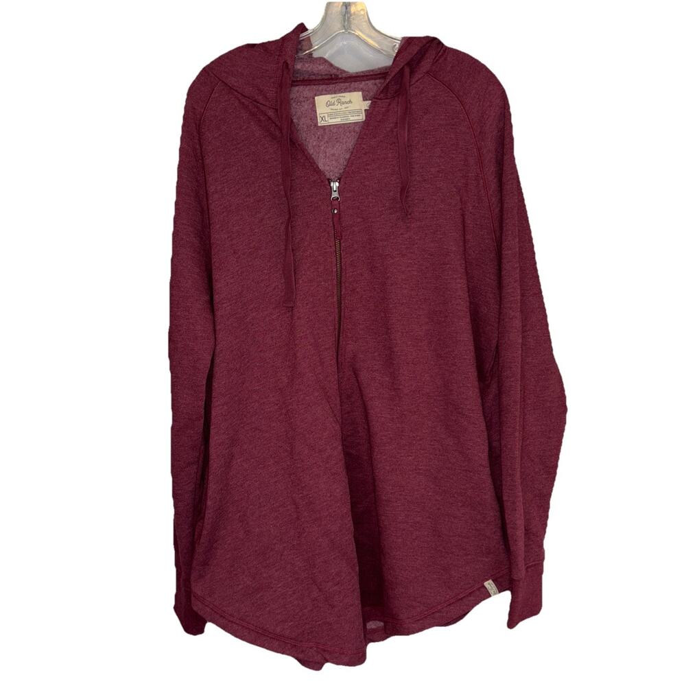 Old Ranch Womens Sz XL Full Zip Cranberry River Oversized‎ Fleece Hoodie